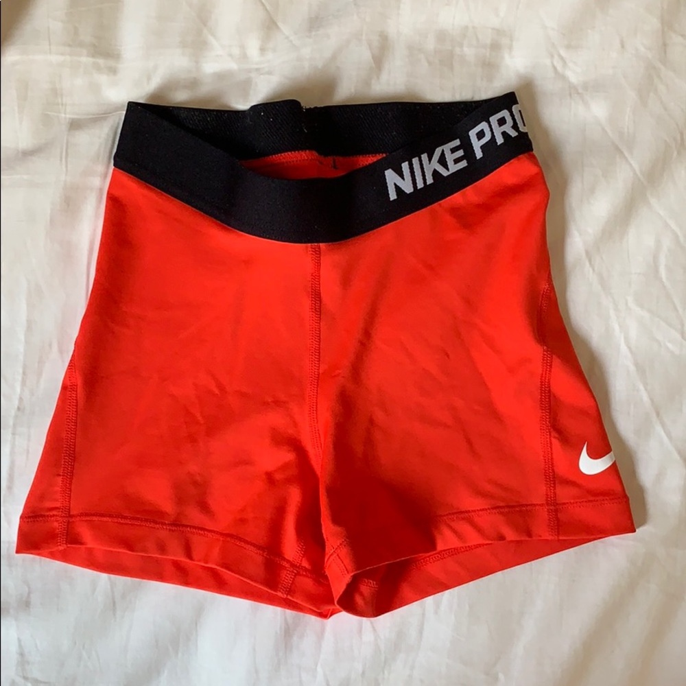 Women’s Nike Pro red spandex shorts
